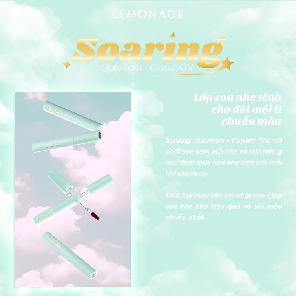 Combo TRỌN BỘ 5 Son kem lì nhẹ môi Lemonade Soaring Lipcream (5 cây x 3.7g)