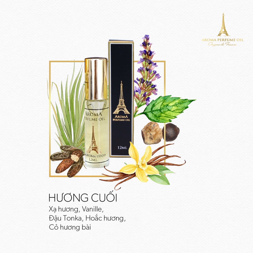 Nước Hoa Pháp Aroma Coco Cao Cấp Nữ Tính, Tươi Mát, Gợi Cảm - 12ml