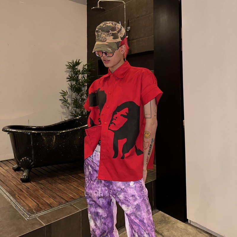 Áo Sơ Mi Shadowy Size M/L Color : Red Form : Oversize Chất Liệu : Denim | BigBuy360 - bigbuy360.vn