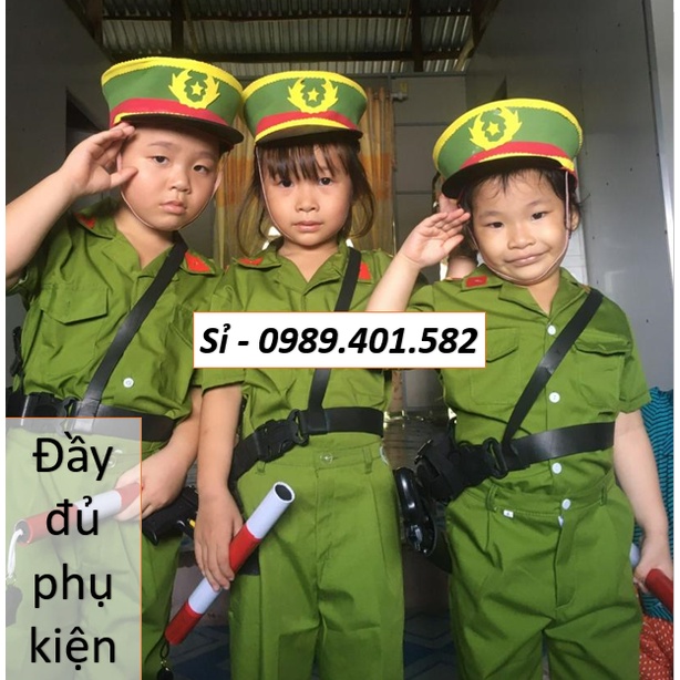 xưởng sỉ quần áo công an cho bé hóa trang đủ phụ kiện