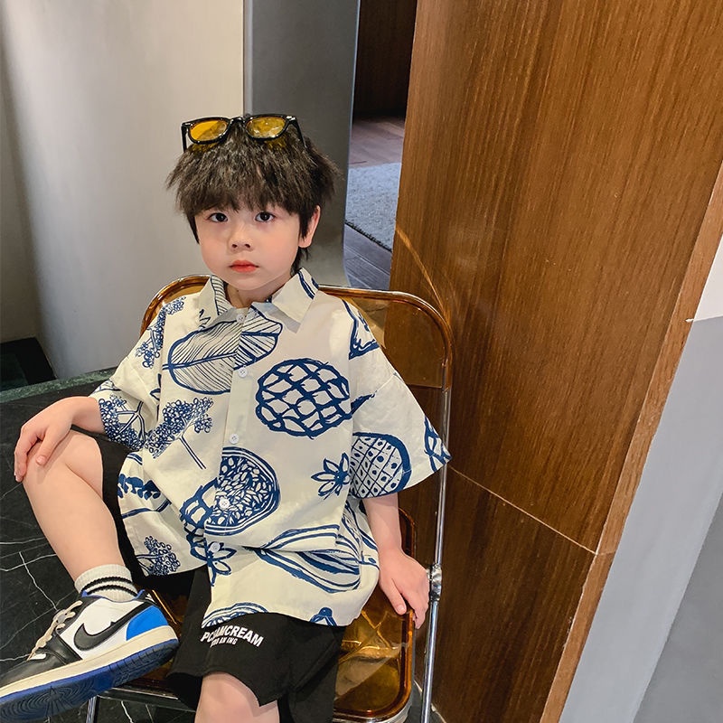 Áo Sơ Mi Mỏng Tay Ngắn Phong Cách Hàn Quốc Thời Trang Mùa Hè 2023 Cho Bé Trai