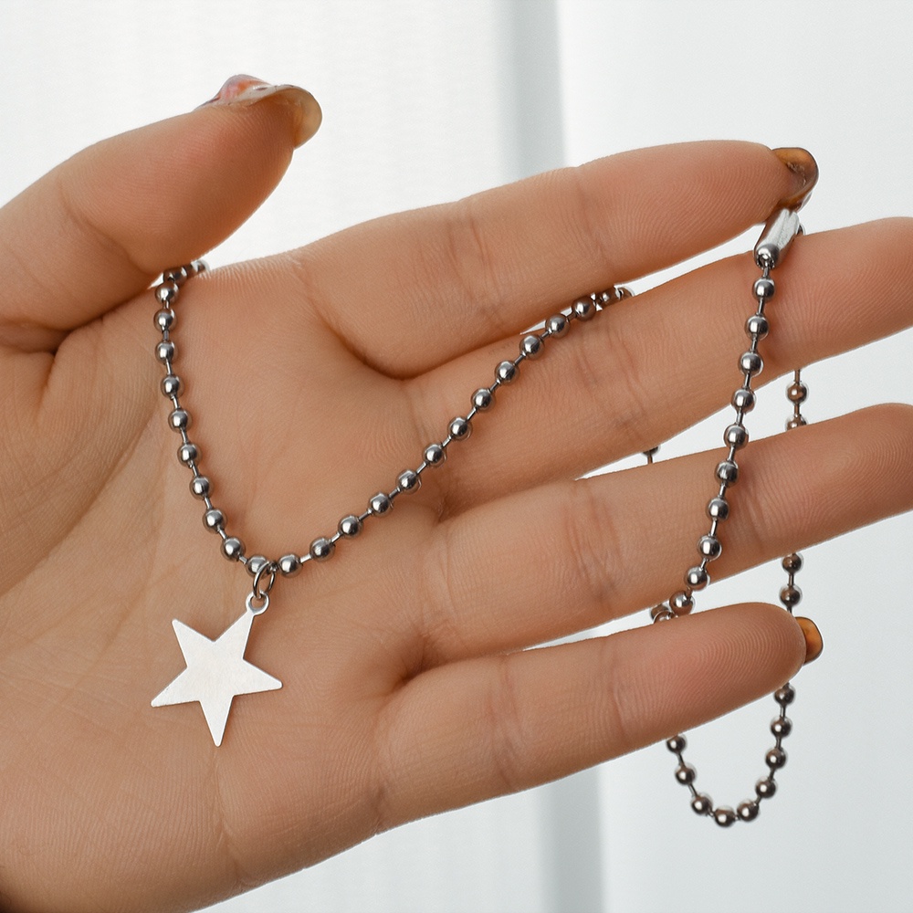 Vòng cổ Thép Titan Mặt Ngôi Sao Phong Cách Hip Hop Y2K Thời Trang Cho Nữ