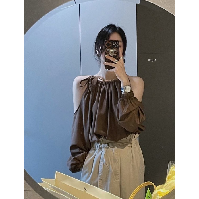 Áo Sơ Mi Trễ Vai Phối Dây Thắt Thời Trang Mùa Hè Dành Cho Nữ