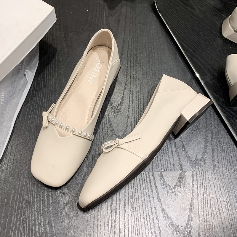 Ielgy Giày Nữ Đính Ngọc Trai Trơn Đơn Giản Đa Năng