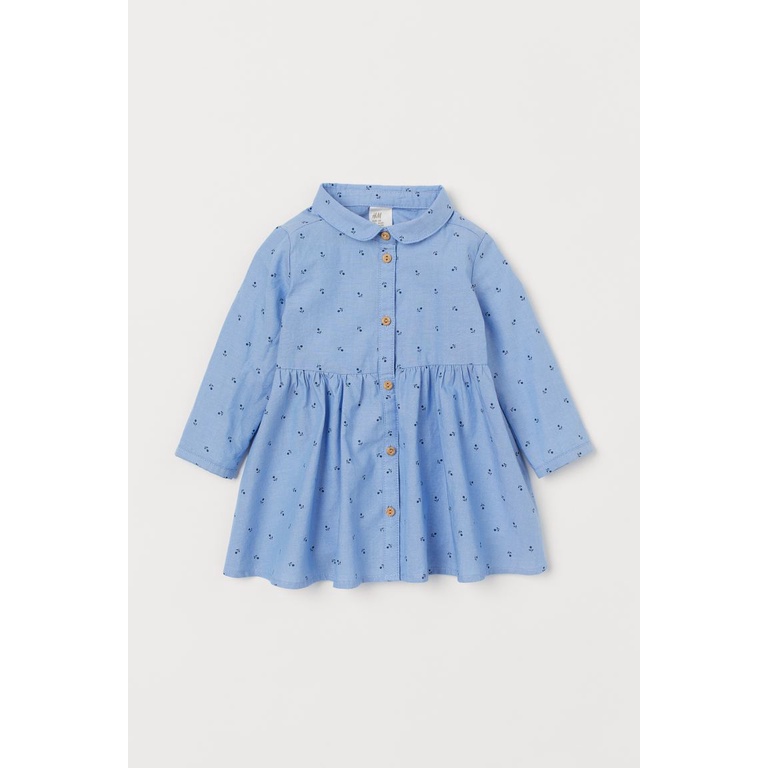 Váy dài tay hoa xanh HM H&M_hàng chính hãng authentic UK US