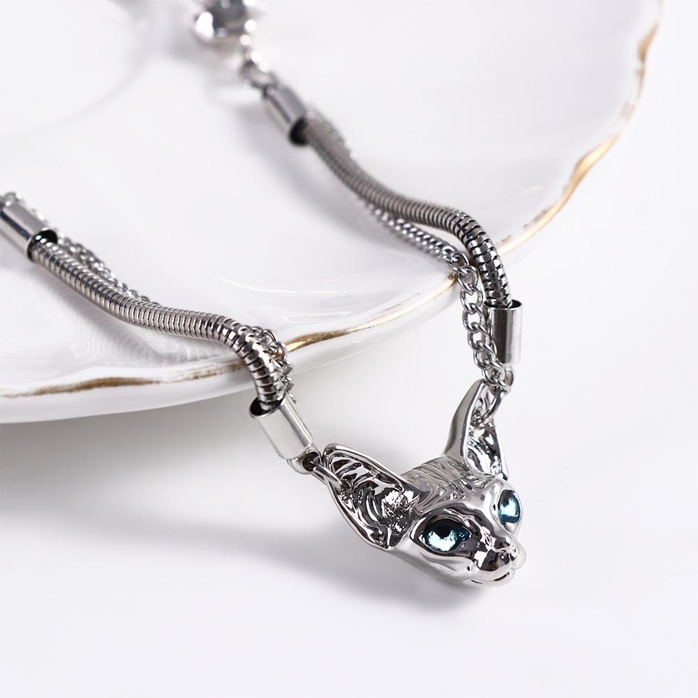 Vòng cổ Mạ Vàng 2K Hai Lớp Mặt Hình Đầu Mèo Thời Trang Cho Nữ