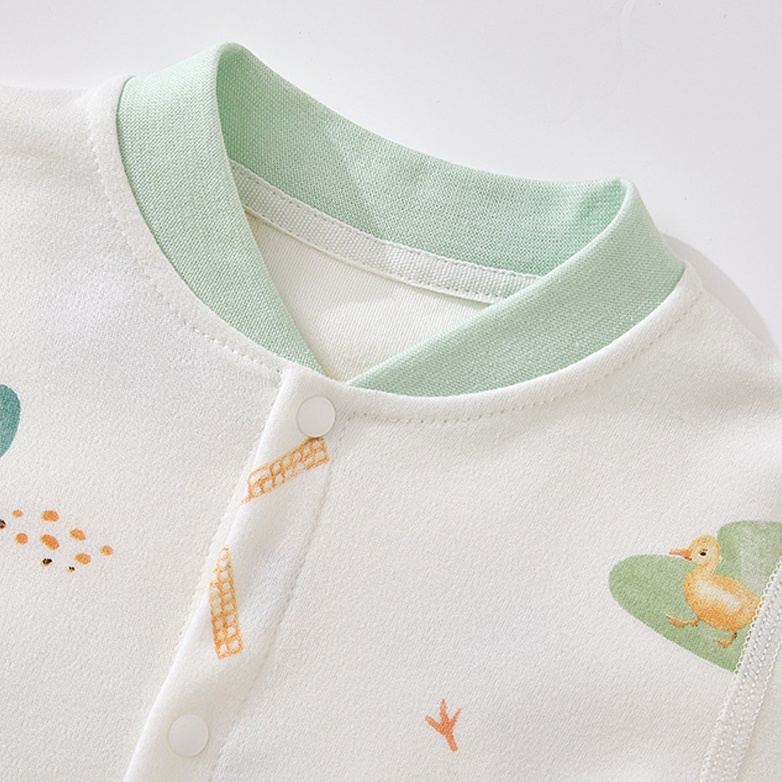 Bộ Áo Liền Quần Tay Dài In Hoạt Hình Dễ Thương Thời Trang Xuân Thu Cho Bé Sơ Sinh