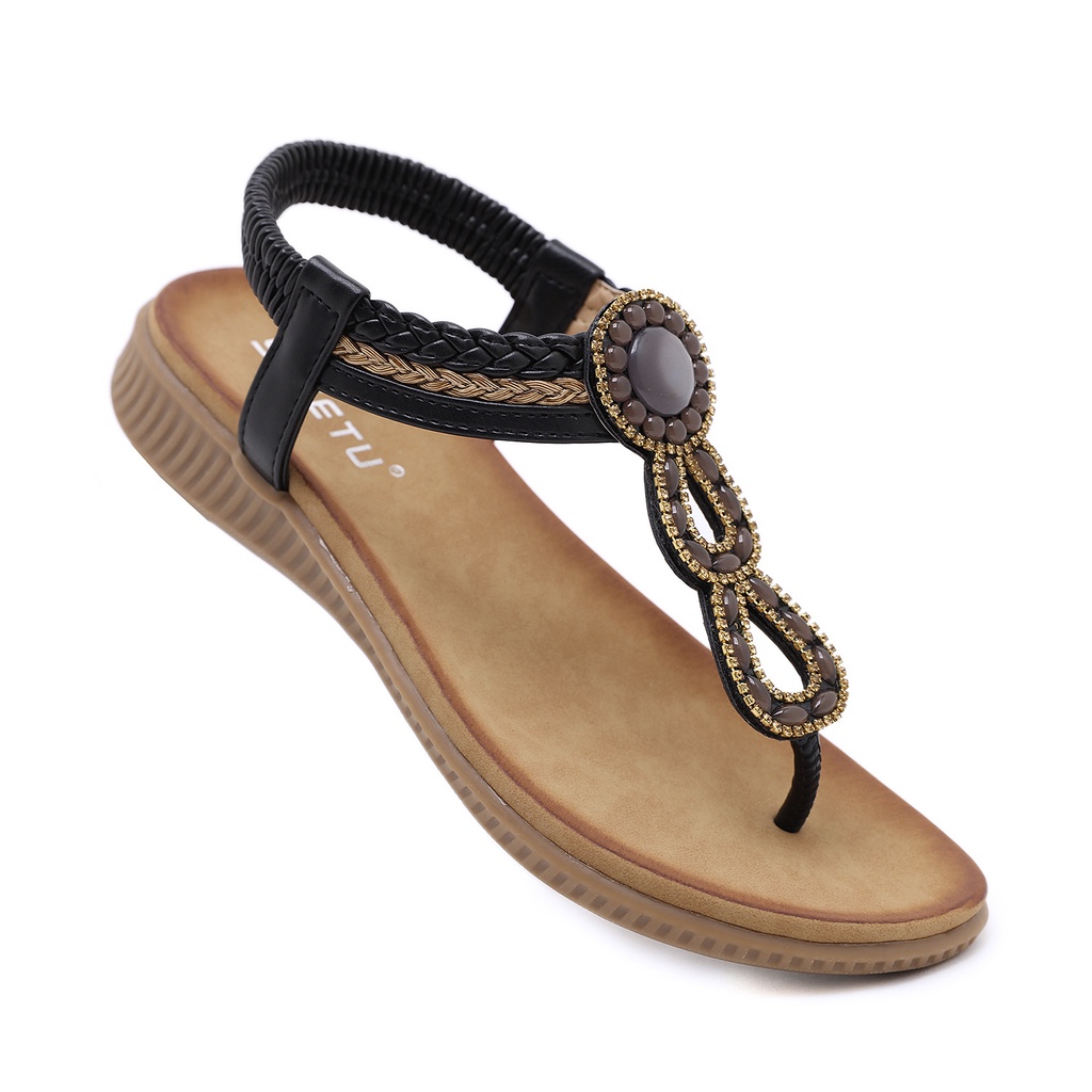Giày Sandal Xỏ Ngón Mũi Tròn Thoải Mái Dễ Mặc Kích Thước 41 42 Size Phong Cách Bohemian