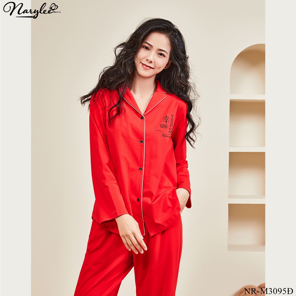 Bộ mặc nhà mùa xuân áo tay lỡ chất cotton mỏng Narylee mã NR-3095