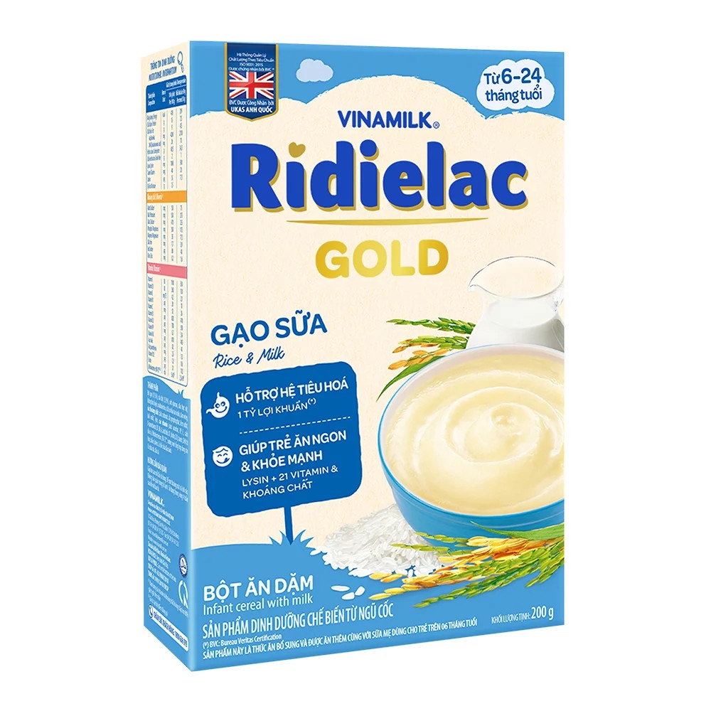 Bột Ăn Dặm Vinamilk Ridielac Gold Đủ Các Vị Hộp 200g