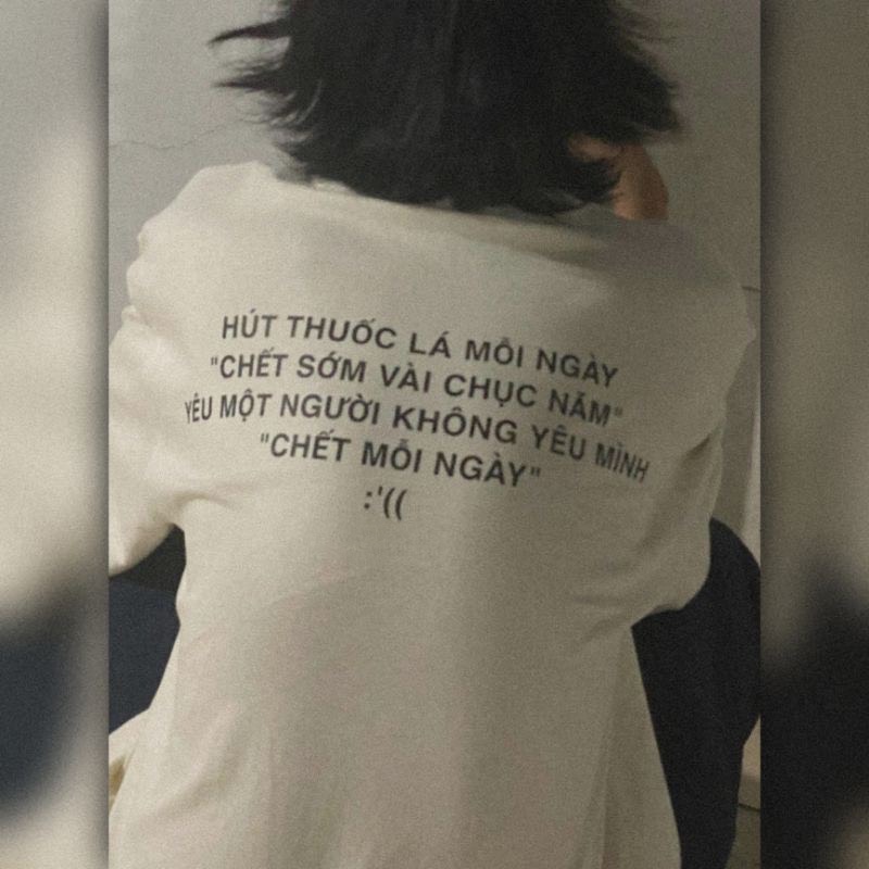 Áo Thun HÚT THUỐC LÁ MỖI NGÀY...100% Cotton Tay Lỡ Unisex - Đen Cổ Tròn | Blackwork