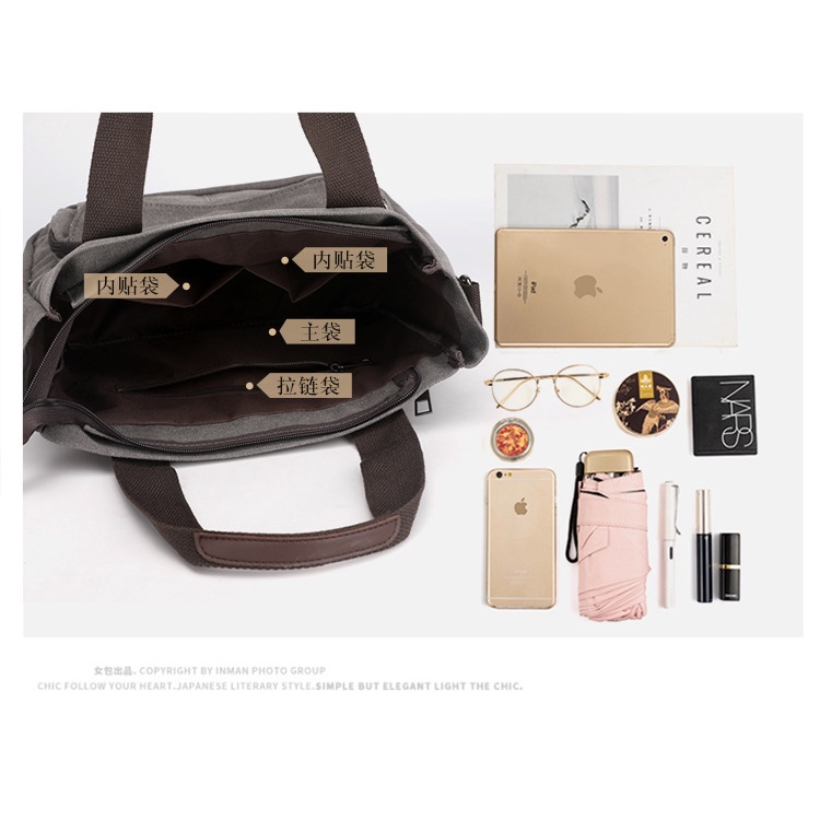 Túi Xách Đeo Vai Bằng Vải Bạt Kích Thước Lớn Phong Cách Mới 2023 Dễ Phối Đồ Cho Nữ