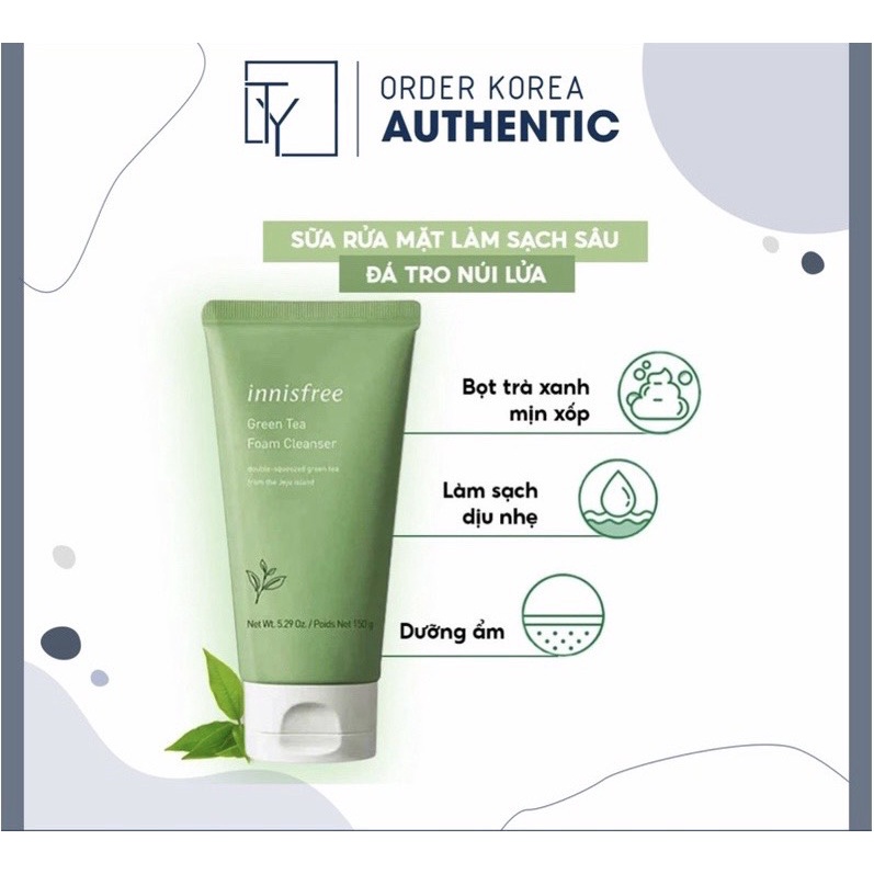 Sữa Rửa Mặt Trà Xanh Innisfree Green Tea Cleansing Foam 150ML - MP04