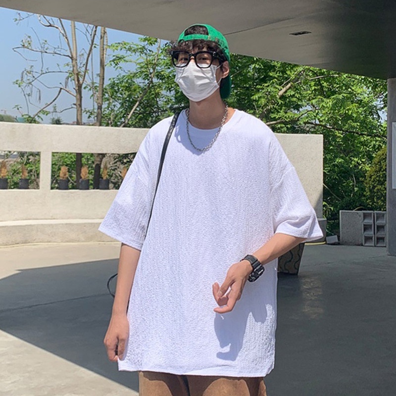 Áo Thun Ngắn Tay Màu Trơn Phong Cách Hàn Quốc Dành Cho Nam