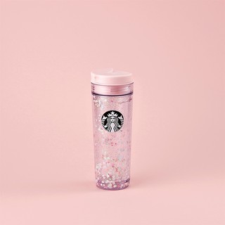 Bình Starbucks 16Oz Plastic Pink Gliter And Ro Water