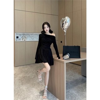 Đầm Trễ Vai Nhấn Eo Dáng Phồng