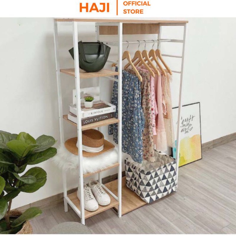 Giá treo quần áo khung sắt HAJI chống gỉ chịu lực tốt phong cách Hàn Quốc đa tầng lưu trữ thông minh C08