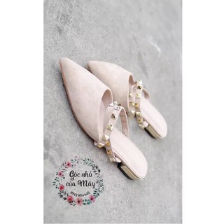 ( ORDER ) Giày sục da lộn phối đinh đế 2cm