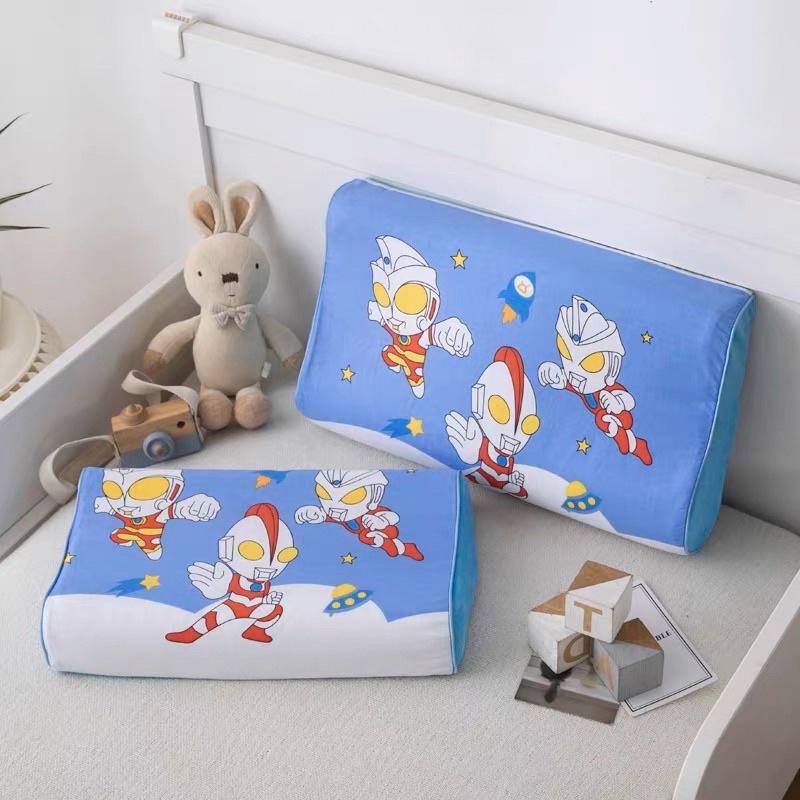 COMBO 2 GỐI CAO SU NON CHO TRẺ EM HỌA TIẾT 3D CÓ KÈM VỎ GỐI