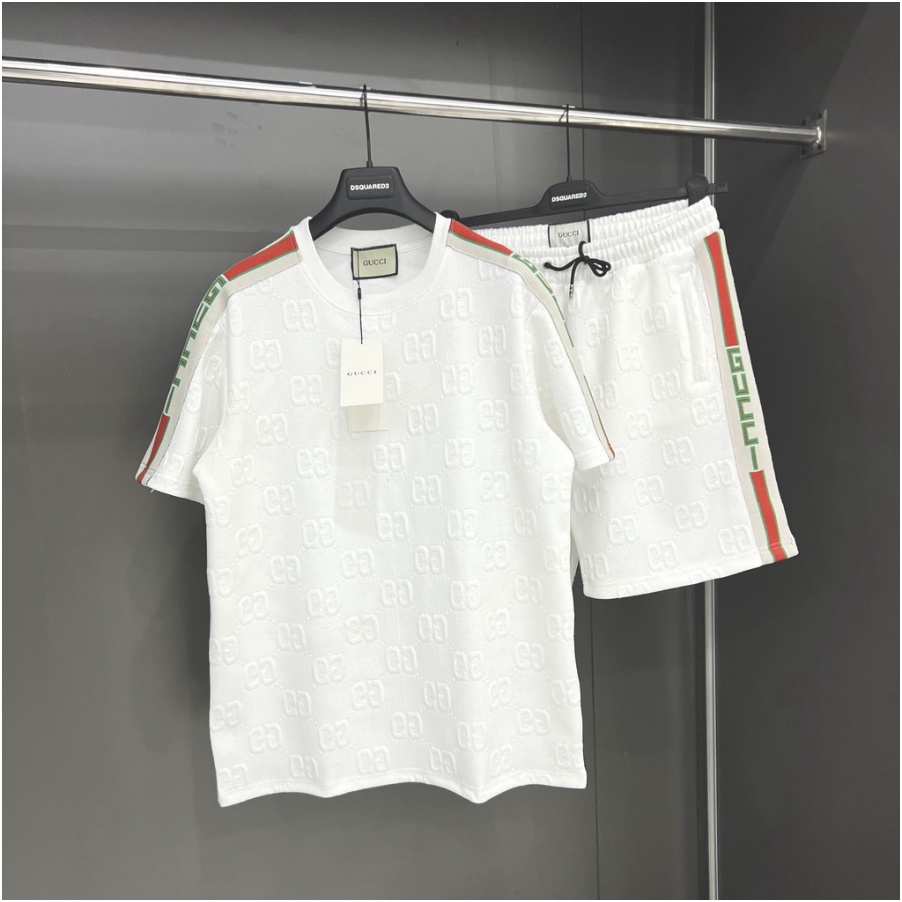 🔥Hot🔥Bộ Gucci vân nổi áo phối vai thiết kế hot trend Nam nữ New 2023