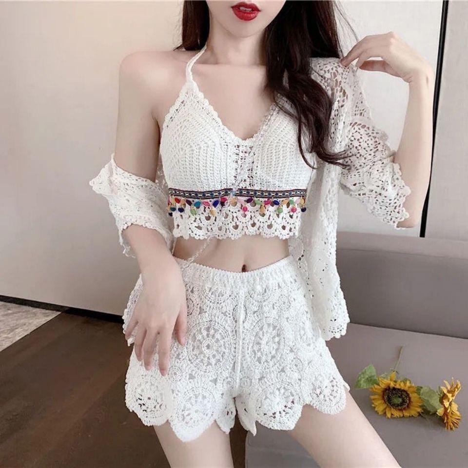 Bikini Đi Biển Len Móc 3 Món Có Bán Rời Đồ Bơi Du lịch Biển Kín Đáo | BigBuy360 - bigbuy360.vn