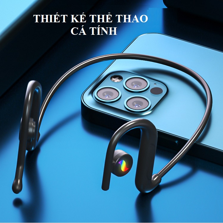 Tai Nghe Bluetooth Móc Tai K89 - Kiểu Dáng Thể Thao Mạnh Mẽ - Âm Thanh Vòm 360 Độ - Mềm Dẻo Linh Hoạt Uốn Cong