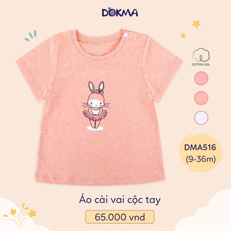 Áo cộc tay cài vai bé trai, bé gái Dokma 9-36M mã DMA516, DMA518