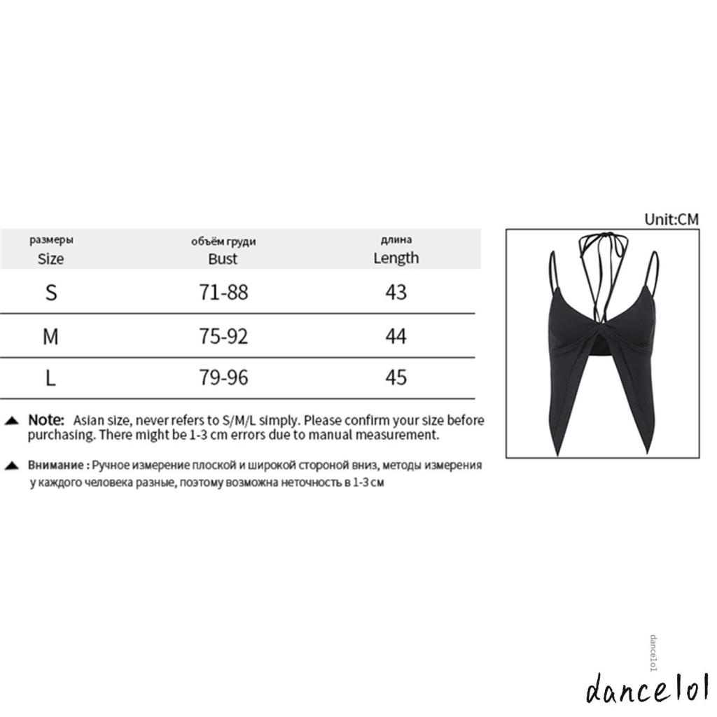 Dance1o1-Áo hai dây Hở Lưng Màu Trơn Mùa Hè Giản Dị Dành Cho Bạn Nữ