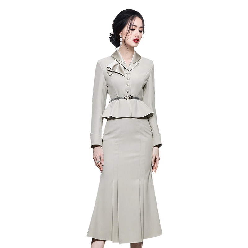 Bộ Áo Khoác Vest + Chân Váy Đuôi Cá Ôm Dáng Thời Trang 2023 Cho Nữ