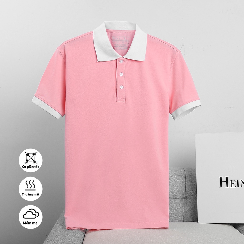 Áo polo nam HEIN cổ bẻ vải cá sấu cotton trơn một màu