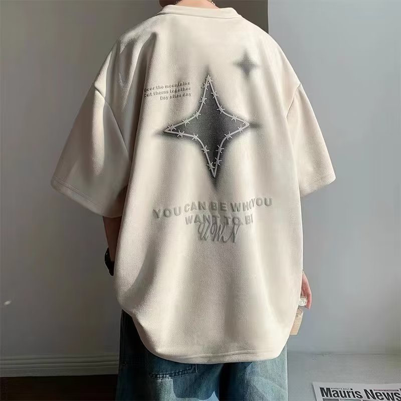 Áo Thun Tay Ngắn Cổ Tròn In Hình Thời Trang Phong Cách Harajuku Cho Nam