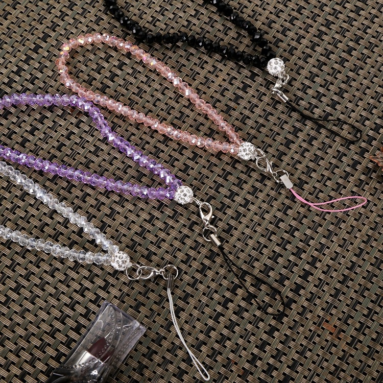 Dây Đeo Tay Chuỗi Hạt Pha Lê Màu Trơn 6MM Chống Thất Lạc Cho iPhone Android OPPO VIVO Huawei Xiaomi Redmi Samsung