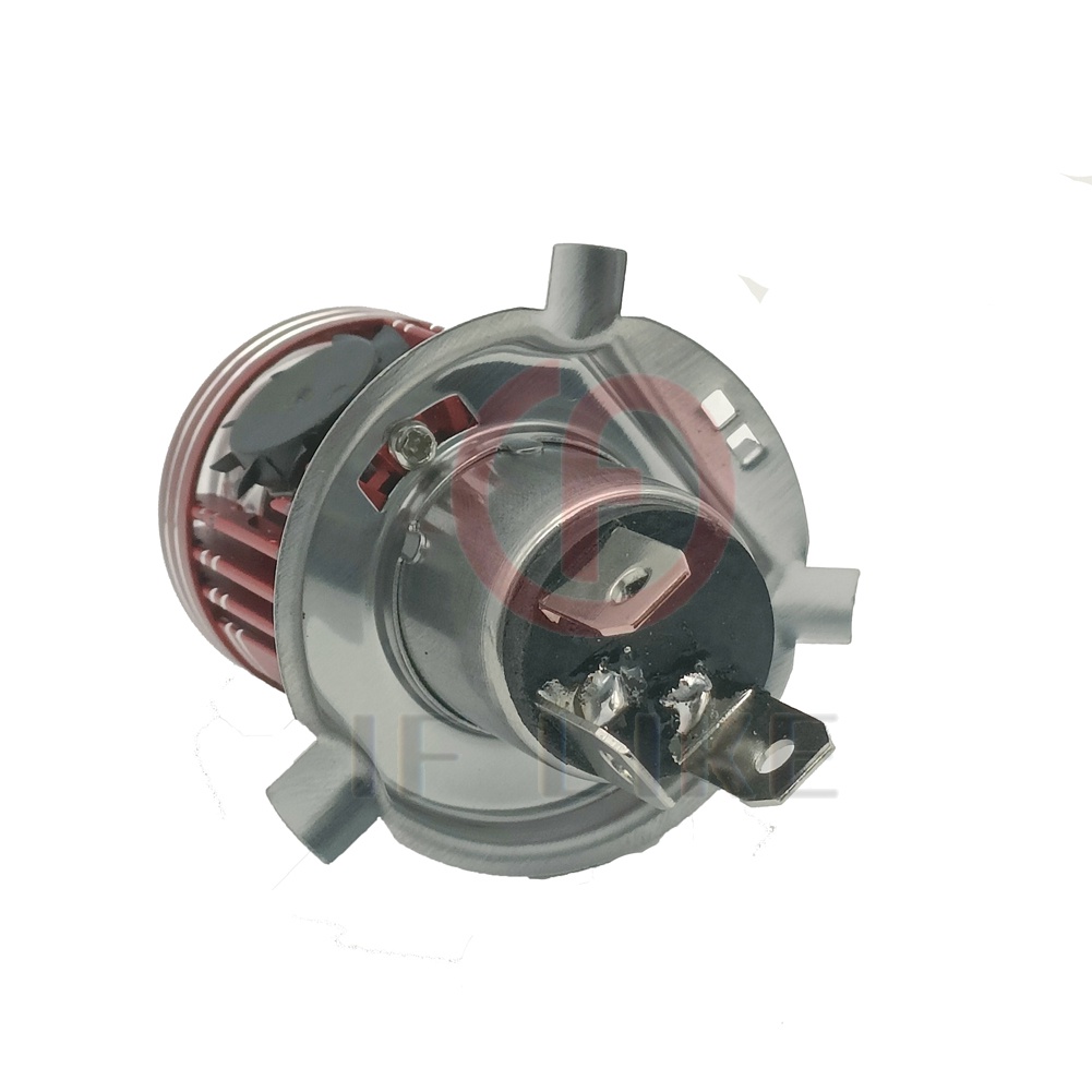 Đèn Pha LED H4 BA20D H6 Bằng Thép Hai Màu Kèm Quạt Làm Mát Cho Xe Máy Scooter