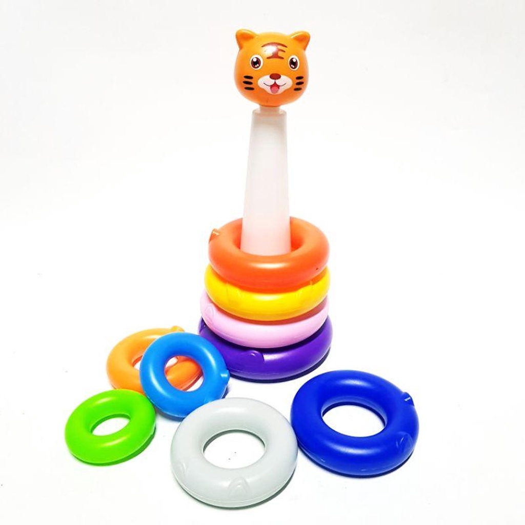 Đồ Chơi Xếp Chồng Nhựa 13 Vòng Tròn Chính Hãng Long Thuỷ Cho Bé Nhận Biết Màu Sắc Kích Thước
