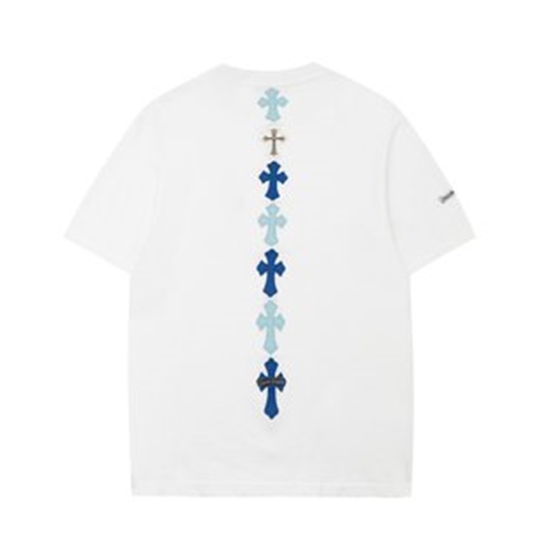 Chrome- Áo Thun Da Ngắn Tay Thêu Chữ Thập Bạc Mới Nhất