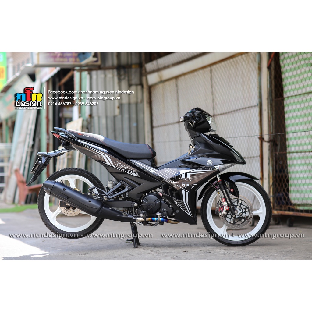 Tem rời mẫu Chữ Ex sọc trắng cho Exciter 150 đen bóng