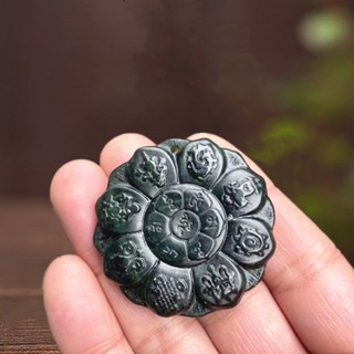 Mới tự nhiên mực xanh ngọc Phật mắt sen sáu ký tự thần chú mặt dây chuyền nam nữ đức tin bùa hộ mệnh mặt dây chuyền phụ kiện