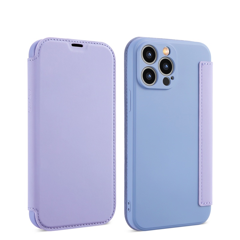 Ốp Điện Thoại Da Gập Phối Silicon Sang Trọng Cho iPhone 14 11 12 13 Pro Max Mini XS X XR 8 7 Plus SE