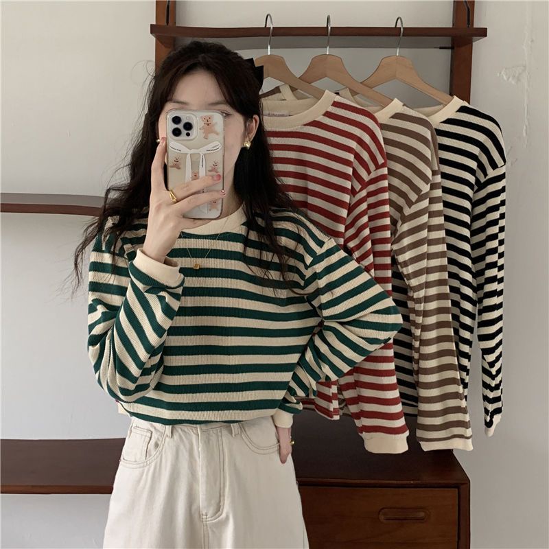 COZOK Áo Thun Nữ Dài Tay Cổ Tròn Thời Trang Hàn