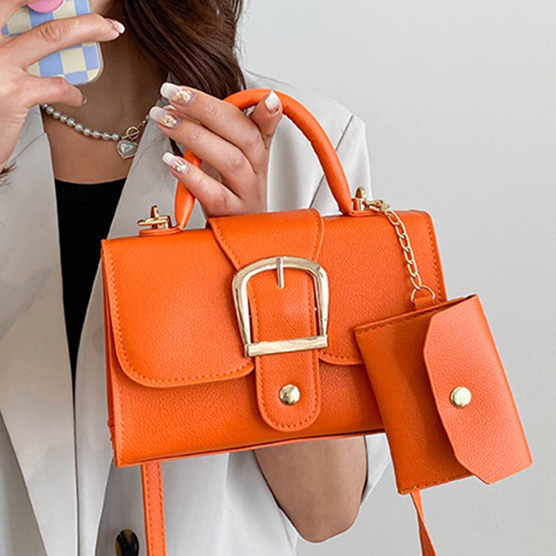 Túi Đeo Chéo Da pu Mềm Màu Kẹo Đơn Giản Phong Cách Phương Tây Cổ Điển Dành Cho Bạn Nữ