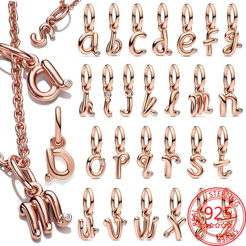 Vòng cổ Mạ Bạc 925 Mặt Hình Chữ Cái Từ A Đến Z DIY