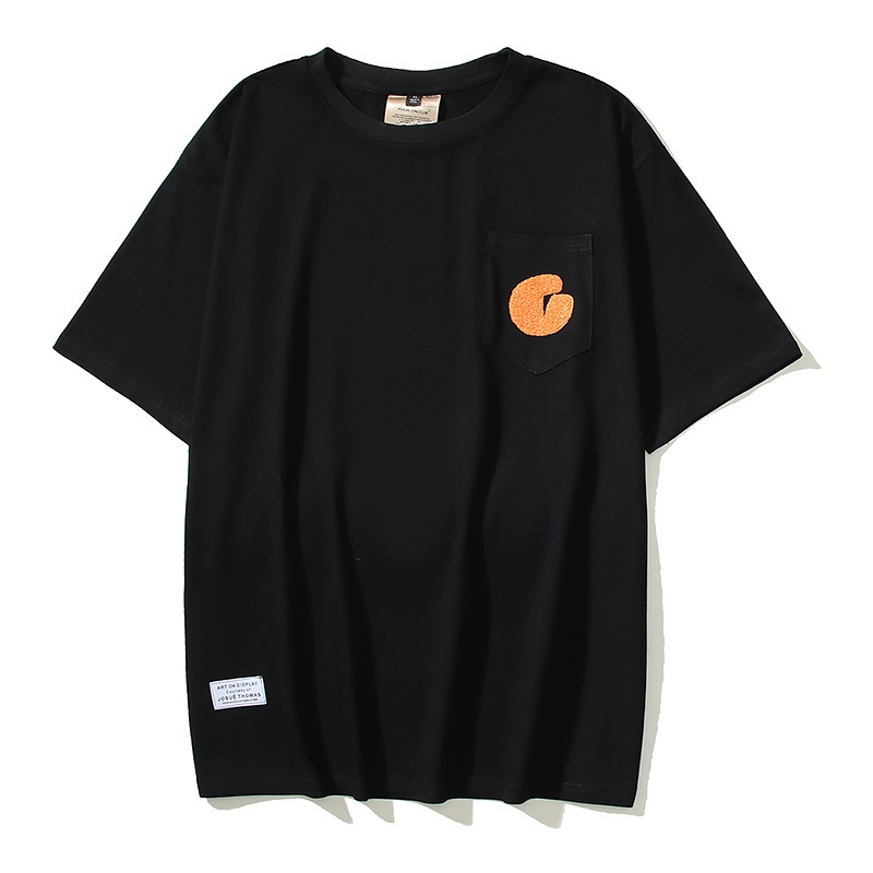 Bán Chạy Nhất Áo Thun Cotton Tay Ngắn Thêu Chữ Sau Lưng Cổ Điển Có Túi Cho Nam Và Nữ