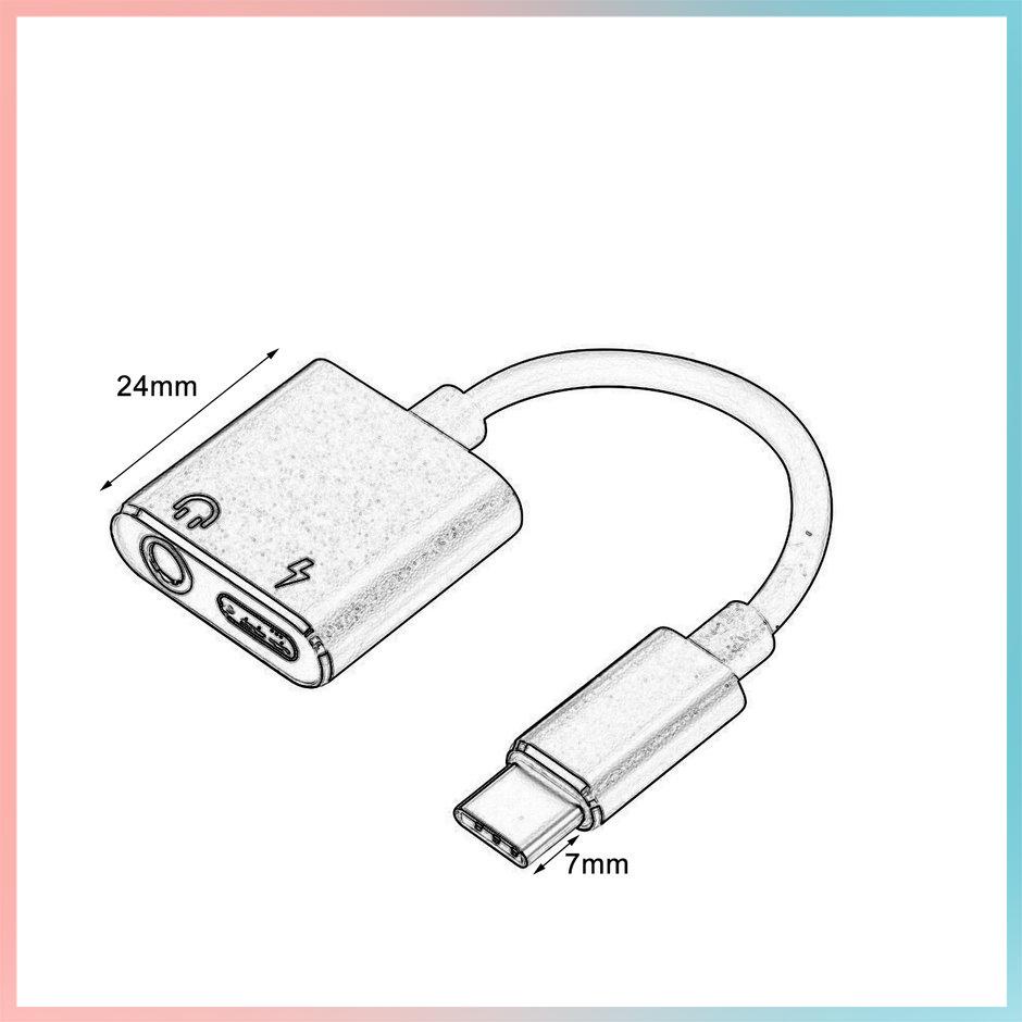 【giao hàng hôm nay>>>USB C to Jack 3.5 Type C Cable Adapter 2-in-1 USB Type C 3.5mm Audio Earphone Converter Charging Cable Adapter