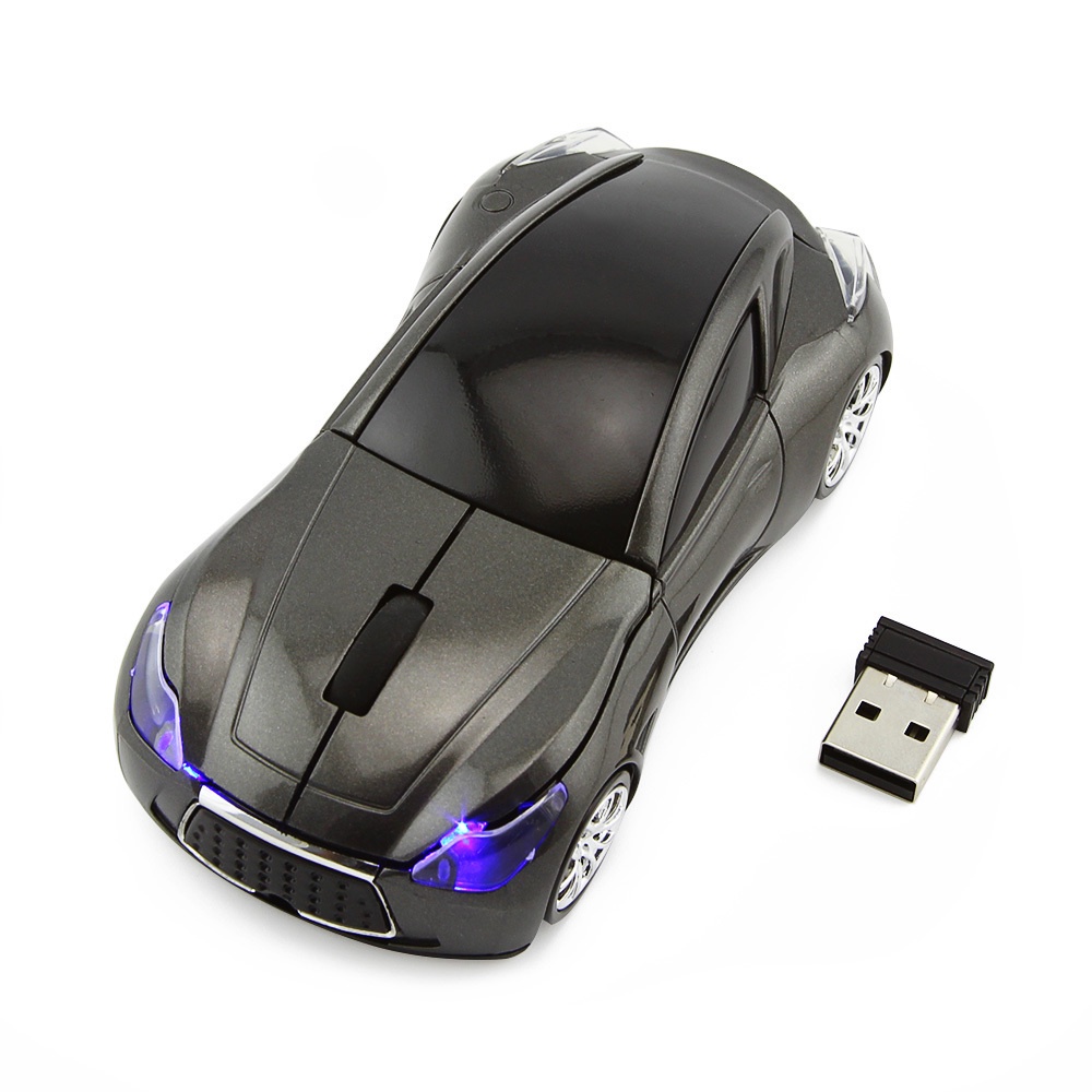 Chuột Quang Không Dây Hình Xe Hơi Thể Thao 2.4GHz Kèm Đầu Nhận USB 1600DPI 3 Nút Bấm
