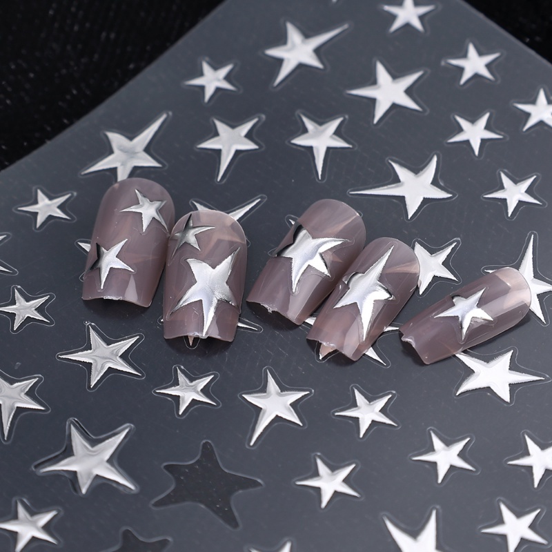 1 Tấm Sticker Họa Tiết Chữ Thập / Ngôi Sao / Ngôi Sao Nổi 3D Tự Dính Trang Trí Móng Nghệ Thuật