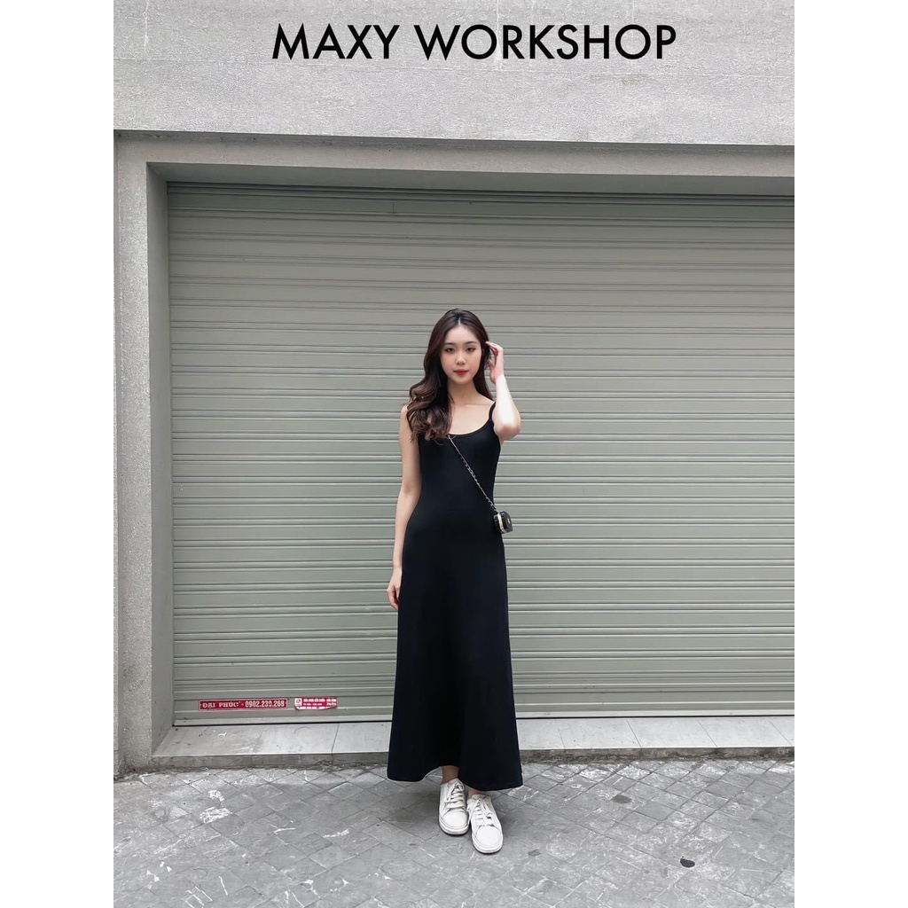 Đầm body maxi hai dây thun gân co dãn Long Cami Dress Maxy Workshop