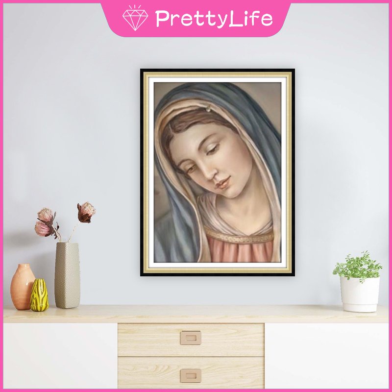 Bộ Tranh Đính Đá 5D Tự Làm 30x40cm / 40x50cm Hình Đức Mẹ Và Bé