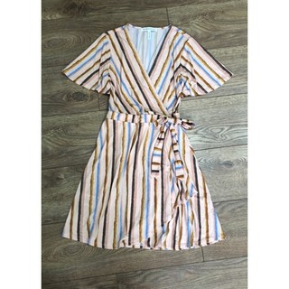 Đầm wrap sọc BCBG Kami