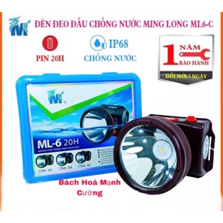 Đèn pin đội đầu chống nước Minh Long ML-6c công suất 35w ánh sáng trắng,vàng hàng chính hãng.