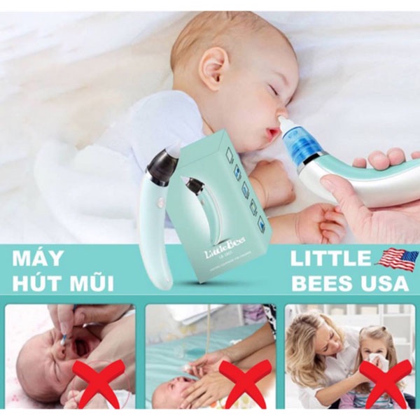 Máy hút mũi tự động Little Bees dành cho bé với thiết kế nhỏ gọn với 5 cấp độ hút sạch mũi an toàn với bé
